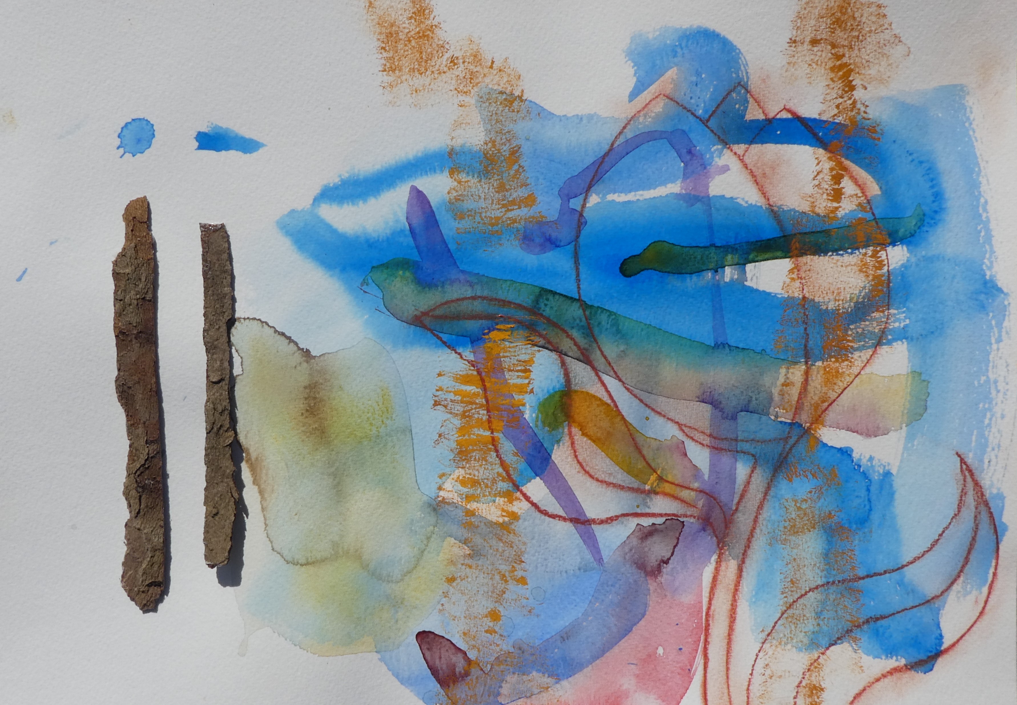 Bark, painting and tulip drawing V